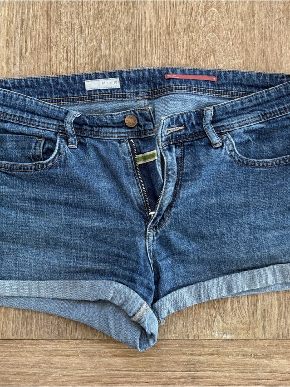 Pilcro Medium Blue Denim Roll Cuff Jean Shorts